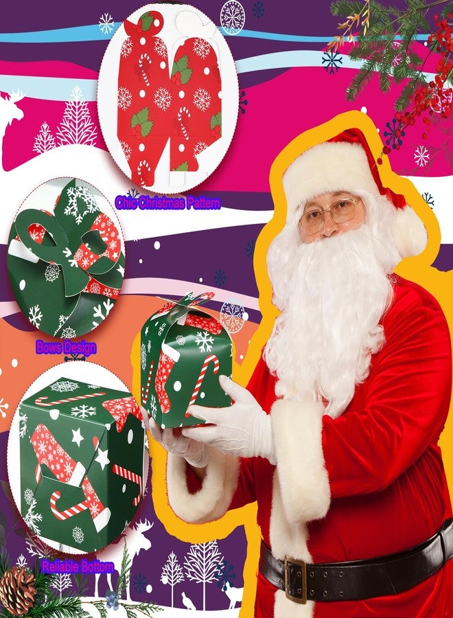 Qilery 100 Pcs Small 3D Christmas Cookie Gift Boxes with Bow 3.94 x 3.94 x 3.15 in Red Green Xmas Paper Boxes Snowman Cardboard Candy Treat Wrapping Gift for Holiday Party Favors Supplies Decoration - Image 5